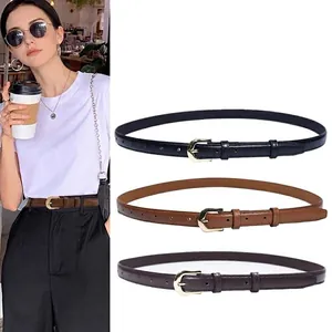 Ceinture Fine en Similicuir Rétro pour Femmes Vintage Minimaliste avec Boucle à Ardillon en Alliage pour Jeans Pantalon Accessoire de Mode