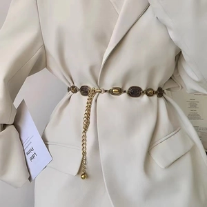 Vintage Engraved Metal Waist Chain For Women Antique Gold Silver Bohemian Style Adjustable Body Chain For Dress Blazers