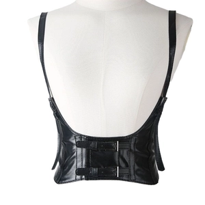 Harnais style punk gothique en similicuir noir avec boucles réglables vue de l'arrière