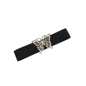 Elastischer Damengürtel mit eleganter goldener Schließe in Schmetterlingsform