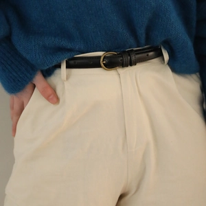 Vintage Minimalistisch Schmaler PU-Ledergürtel Für Damen Retro Rund Legierung Nadelschnalle Einfarbig Taillengurt Dekogürtel