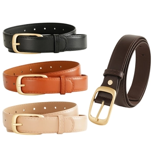 Ceinture Femme Minimaliste en Cuir PU Avec Boucle à Ardillon en Alliage d'Or Vintage Sangle de Taille Mode Polyvalente pour Jeans Robes Quotidien Bureau