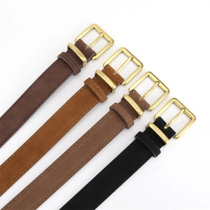 Retro suede waist belt for women with golden metal buckle in four versatile colors