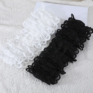 Gros plan de motifs de dentelle vintage en noir et blanc pour décor de robes