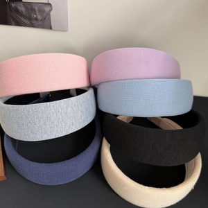 Set of 7 colorful thick knitted headbands featuring wide sponge padding for women