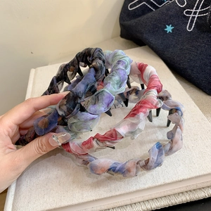 Set di 4 cerchietti in organza a fiori con denti antiscivolo e stampe ad acquerello