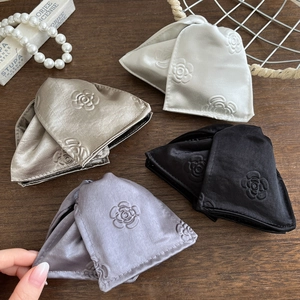 Elegant satin hair clips with 3D rose embossing in white, gold, black and grey violet