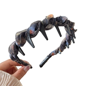 Cerchietto vintage in organza floreale con denti antiscivolo per acconciature moda