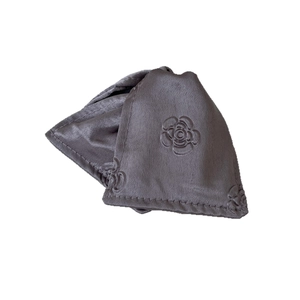 Floral embossed camellia pattern fabric bra pads in grey with stitched edge finish