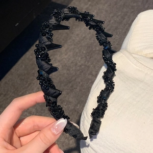 Handmade Beaded Sequin Headband For Women Gothic Punk Spikes Wavy Hair Band Korean Style Anti-Slip Headwear Party Accessory