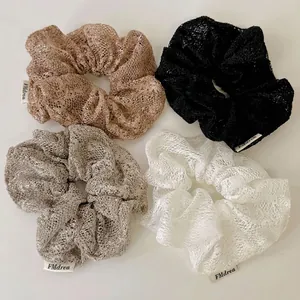 Chouchous en Dentelle à Mailles Style Français Élégants Élastiques à Cheveux en Tissu pour Femmes Accessoires de Cheveux