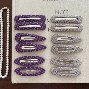 Vintage Plaid Fabric Wrapped Metal Hair Clips Classic Preppy Style Checkered BB Duckbill Hairpins For Women Hair Accessories