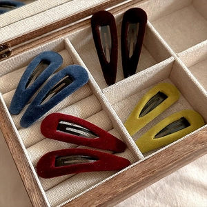 Vintage Velvet Water Drop BB Hair Clips For Women Korean Style Fabric Snap Barrette Fashion Side Fringe Hair Accessories