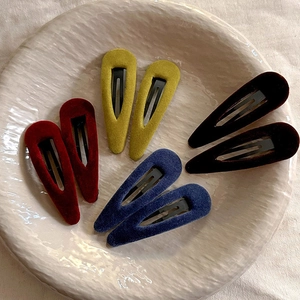 Velvet water drop BB hair clips set in burgundy, yellow, blue and coffee for women