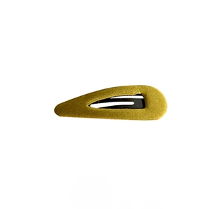 Elegant mustard yellow velvet teardrop BB hair clip for women with matte texture finish