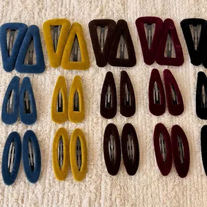 French Vintage Velvet Wrapped Alloy Geometric BB Snap Hair Clips Solid Color Triangle Oval Waterdrop Bangs Hairpins For Women