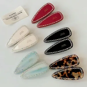 Minimalist vintage rhinestone letter hair clip set in five diverse elegant colors