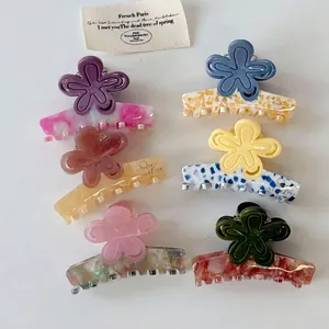 Pince À Cheveux Fleur En Acétate Doux Coréen Élégante Pince Florale Pour Femmes Coiffure Accessoires Cheveux