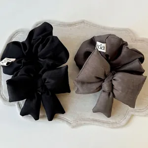 Korean Style Vintage Bow Scrunchie High Quality Suit Fabric Padded Oversized Hair Tie Fashionable Hair Accessories For Women