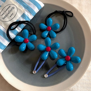 Pince à Cheveux Fleur Bleue d'Été Alliage Résine Strass Floral Accessoires Cheveux pour Femmes Filles Quotidien Fête Élégante
