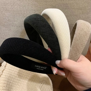 Korean Thickened Sponge Headband Retro Ribbed Fabric Padded Hair Band High Cranial Top Minimalist Hair Accessory Women