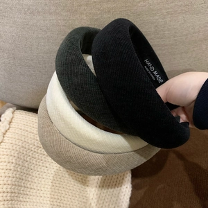 Set of four Korean padded sponge headbands in ribbed fabric and earthy neutral colors