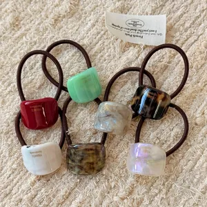 French Style Cellulose Acetate Geometric Hair Tie For Women High Elastic Durable Ponytail Holder Simple Elegant Resin Hair Ring Accessories