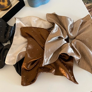 Satin Large Scrunchies Elegant Rhinestone Embellished Satin-like Fabric Hair Ties High-end Feel Hair Accessories For Women