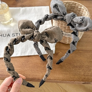 Korean Style Bow Fabric Headband With Teeth Non-Slip Twist Braided Hairband For Women Daily Sweet Hair Accessories
