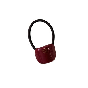 Elastic ponytail hair tie with burgundy acetate accent and gold France Handmade lettering