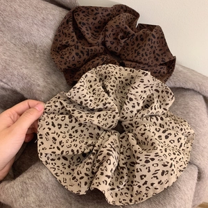 Oversized Leopard Print Scrunchie Large Fabric Hair Tie Elastic Hair Band Fashion Headwear For Women Korean Style Daily Hair Accessories