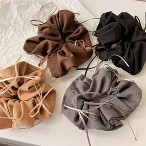 Chouchou Ruban à Nœud Style Coréen Grand Élastique à Cheveux en Tissu Couleur Unie Anneau de Cheveux Élégant Support de Queue de Cheval Accessoires Cheveux Femmes