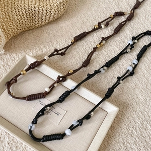 Bohemian Ethnic Woven Waist Chain For Women Fabric Rope Belt With Alloy Beads Vintage Decorative Waist Rope For Dresses