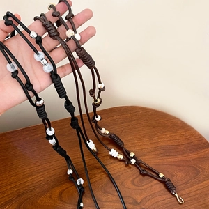Bohemian braided waist chain with marble beads and metal accents for women dresses