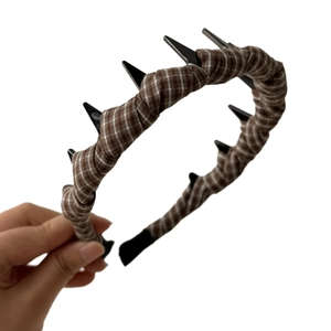 Cerchietto in tessuto scozzese con denti antiscivolo per acconciature voluminose
