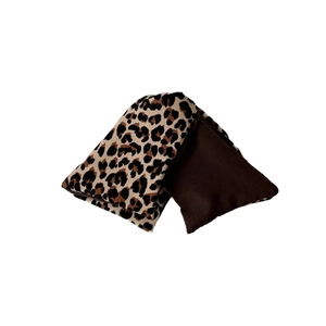 Brown leopard print oversized scrunchie hair tie with velvet and plain fabric texture