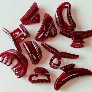 Transparente Rote Haarklammer Aus Kunststoff Harz Einfache Haarkralle Für Damen Elegante Haarschmuck Vielseitige Haarklammern