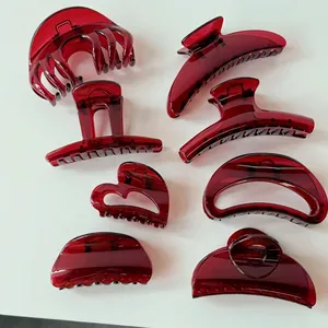 8er-Set minimalistische transparente rote Haarklammern in verschiedenen eleganten Formen