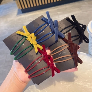 Zoete Fluweel Strik Haarklem Voor Vrouwen Elegante Handgemaakte Legering Haarspeld Herfst Winter Mode Haaraccessoires Decoratie