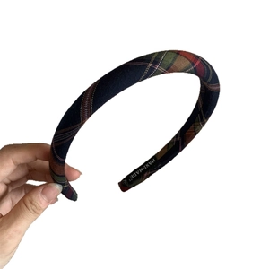 British style tartan headband with vintage plaid pattern and high top sponge design