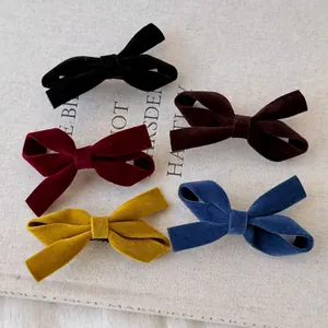 Vintage Velvet Bow Hair Clip Handmade Duckbill Clip Fresh And Sweet Elegant Hairpin Autumn Winter Hair Accessories For Women