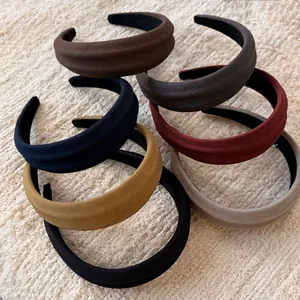 Retro minimalist wide knit headbands in 7 assorted colors for women with textured fabric