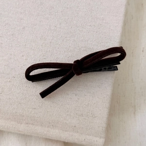 Elegant dark brown velvet bow hair clip with vintage french style and metal duckbill grip