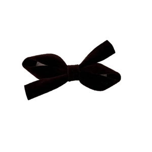 Elegant vintage velvet bow hair clip for women in classic dark brown and black finish