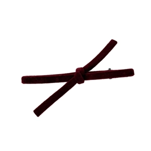 Elegant burgundy velvet cross hair clip with minimalist metal base for autumn and winter