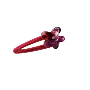 Cute acetate flower hair clip with purple gradient petals and sparkling rhinestone