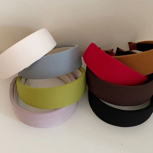 Women's Korean Style Padded Ribbed Knit Wide Brim Headband Spongy Cotton ABS Hair Hoop Accessory