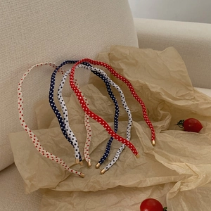 Lot de trois serre-têtes ondulés à pois en rouge, bleu et blanc pour femmes
