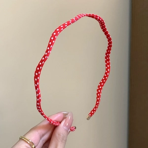 Serre-tête fin ondulé à pois rouges et blancs pour femme accessoire de cheveux