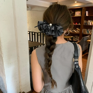Pince à Cheveux Vintage Français Nœud à Pois Avec Künstliche Perle d'imitation Mousseline Pince à Ressort Pour Femmes Élégante Barrette